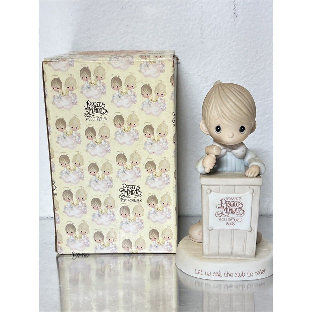PRECIOUS MOMENTS ' LET US CALL THE CLUB TO ORDER' E-0103 1982 W/ BOX
